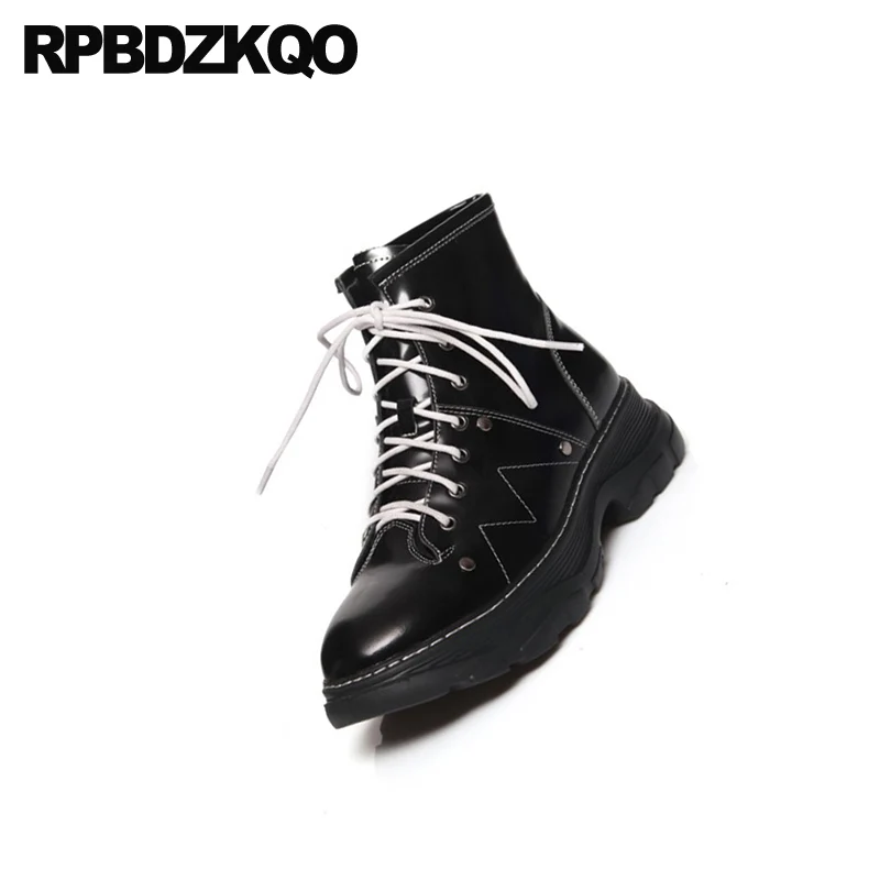 Ботильоны женские на танкетке с круглым носком повседневные ботинки плоской