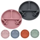 Детская силиконовая обеденная тарелка, нескользящая посуда, посуда для кормления малышей, портативная Водонепроницаемая обеденная тарелка для обучения