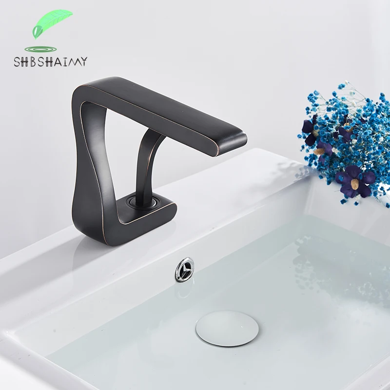 

SHBSHAIMY Bathroom Faucet Basin Sink Faucet Single Handle Cold and Hot Mixer Taps Beautiful Curve Design Right Angle Type