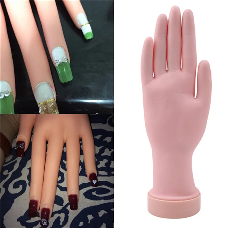 Flexible Soft Plastic Flectional Mannequin Model Painting Practice Tool Nail Art Fake Hand For Training Nail Art Tool Makeup