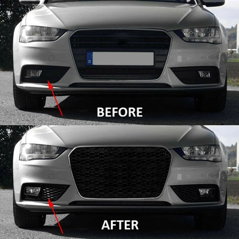 2X RS4 стиль переднего бампера нижняя решетка противотуманный светильник гриль