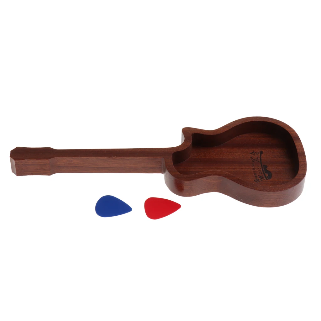 Durable Wooden Guitar Bass Pick Plectrums Box With 2pcs Picks | Спорт и развлечения