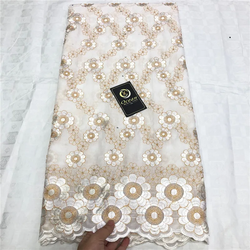 Африканская сухая хлопчатобумажная кружевная ткань 2019 Высококачественная
