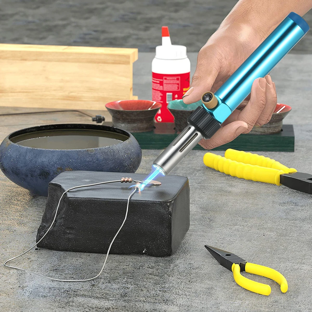 Газовый паяльник Бутановый Сварочная горелка Инструмент с регулируемым