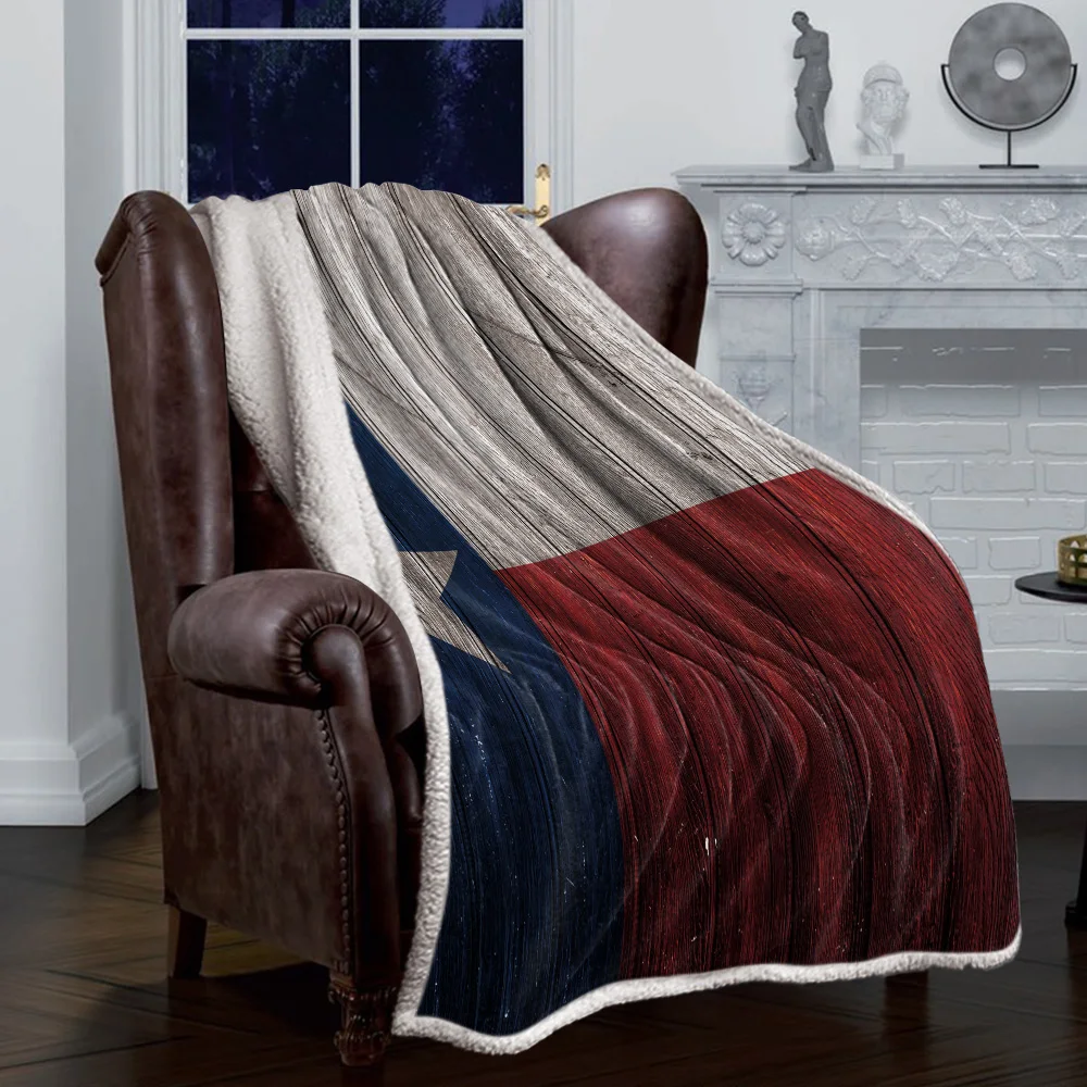Winter Cashmere Sherpa Blanket Texas Flag Vintage Wood Bedspread Blankets Throws Travel Cover Personalized | Дом и сад