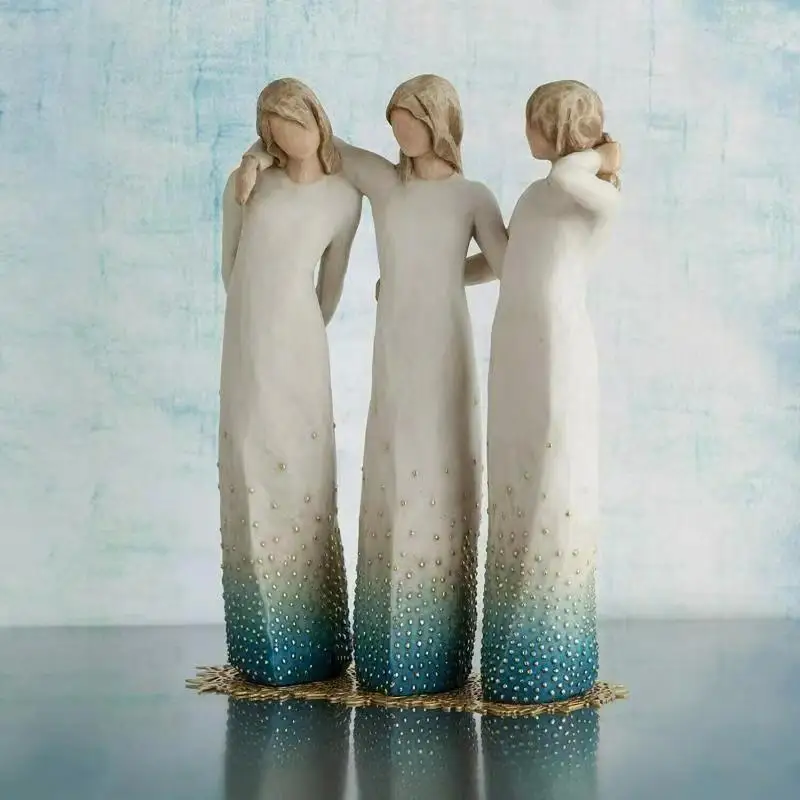 

Female Figure Girl Sculpture Woman Statue Hand-Painted Resin Home Office Decor Birthday Holiday Gifts Friends Sisters By My Side