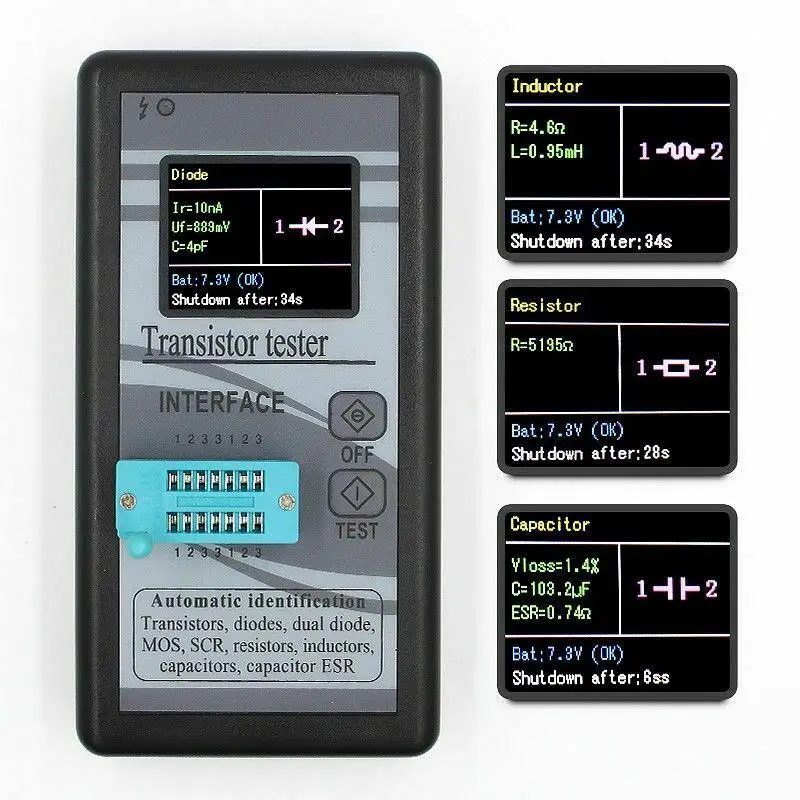Multi-purpose Transistor Tester 1.8in TFT LCD Diode Thyristor Capacitance Resistor Inductance ESR LCR Meter Color Display | Инструменты