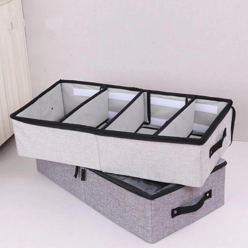 Cysincos Cotton Linen Folding Washable Storage Box Dustproof PVC Cover Shoe Organizer Boxes For Boots Underwear Socks Organizers | Дом и сад