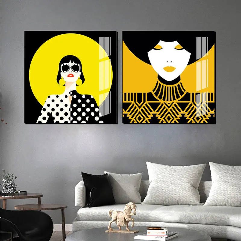 

Modern Light Luxury Pop Abstract Figures Canvas Painting Wall Art Decor Posters and Prints for Living Room Décor Wall Paintings