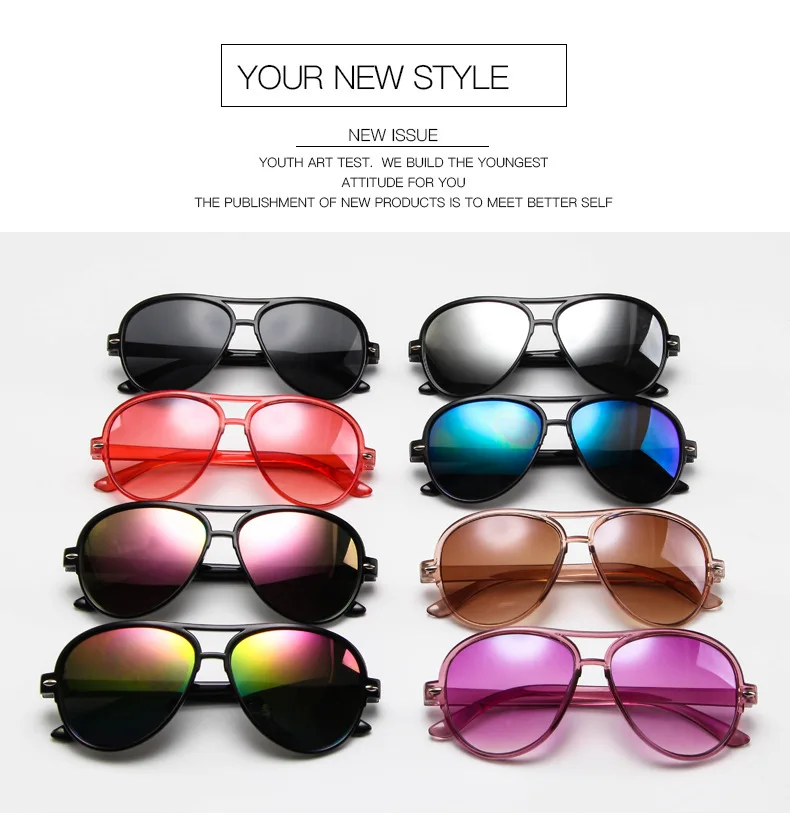 Новые очки детские модные большие рамки Пилот солнцезащитные для девочек и