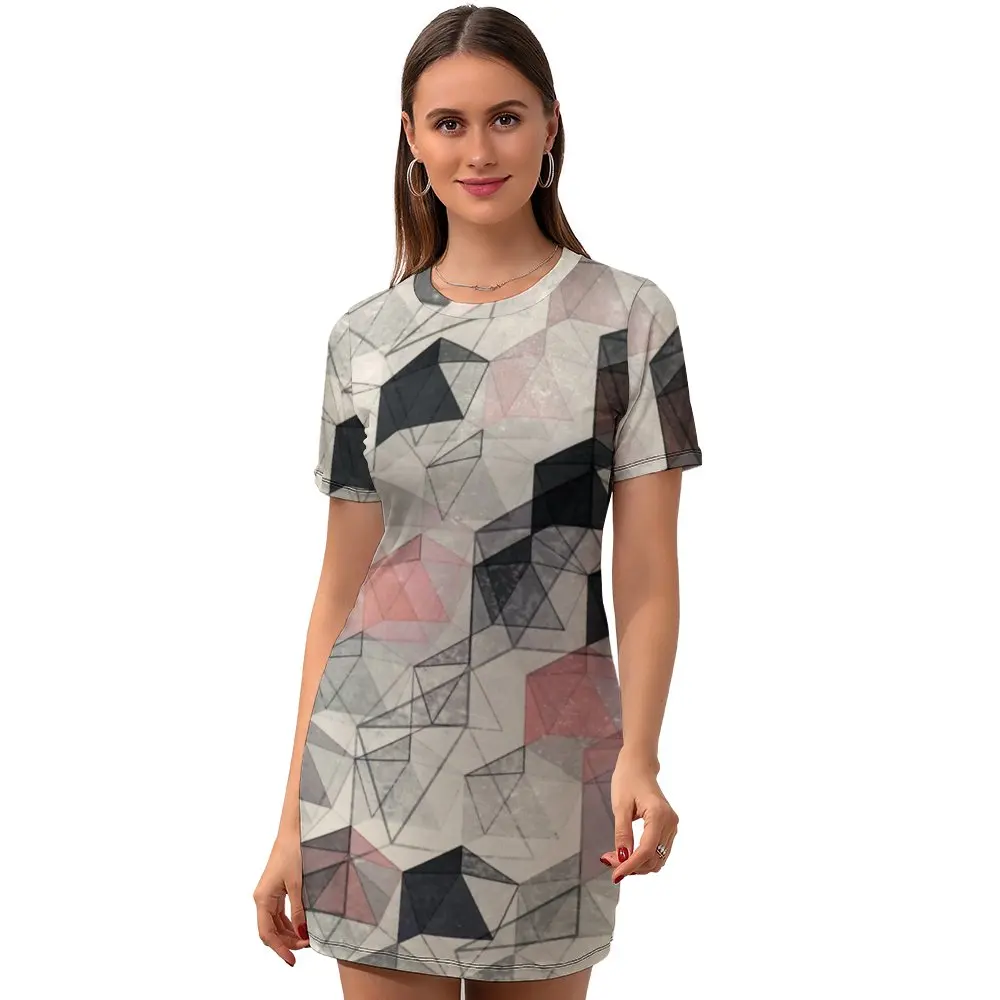 

ТРАПЕЦИЕВИДНОЕ ПЛАТЬЕ С Коротким Рукавом, повседневное облегающее красивое односекционное платье из полиэстера для подростков