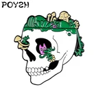 Креативный череп, брошь, скелет, зеленые растения, шляпа с отворотом, булавка, кот, гриб, зуб, цветок, эмаль, значок, ювелирное изделие, подарок на Хэллоуин для детей