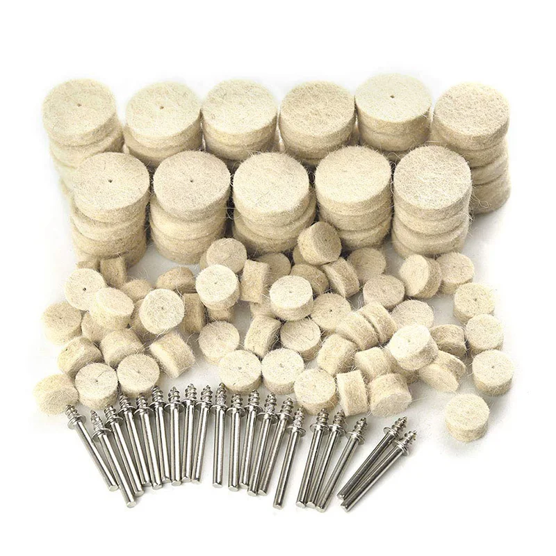

200 PCS Felt Polishing Wheels Kit (0.98In, 0.51In), Buffing Wheel Polishing Accessories With 15Pcs 1/8In Mandrel