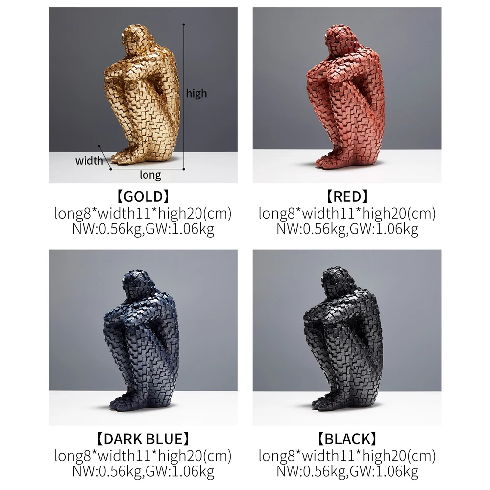 

Nordic Home Decor Accessories Personality Thinker Resin Sculpture Model Living Room Porch Decor Desk Decor Small Ornaments