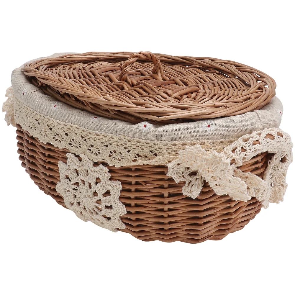 

1pc Desktop Sundries Organizer Rattan Woven Basket for Home (Light Brown)