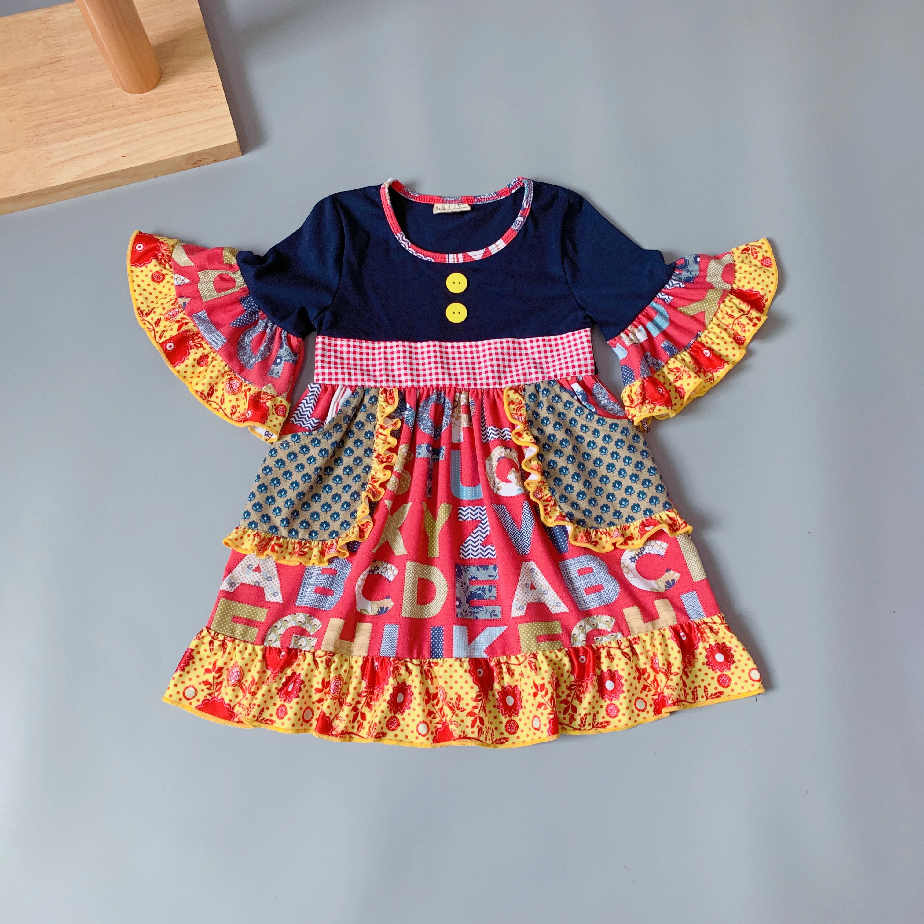 Новинка лета и осень 2019 классический дизайн с оборками рукава 3/4 буквы карманами