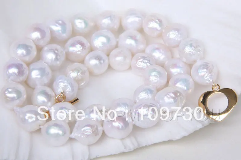 

Jewelry Charming!! Natural 11mm white Reorn keshi pearls necklace