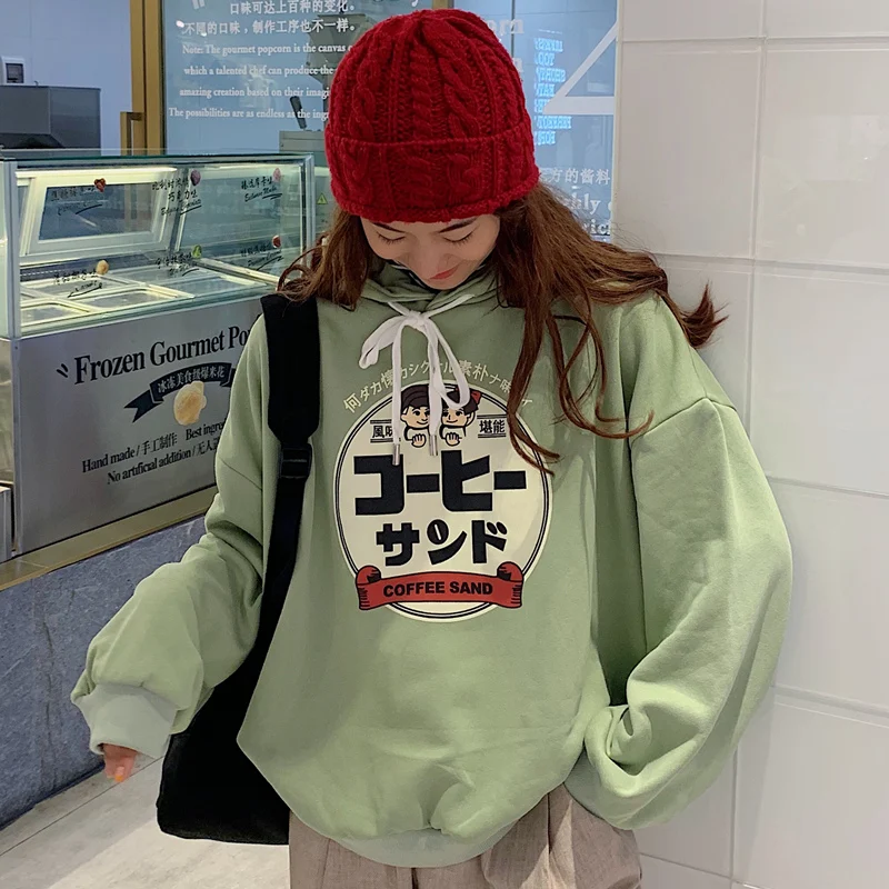 Толстовки женские Ulzzang модные уличные мягкие простые весенне-осенние свободные тонкие пуловеры с принтом Повседневная Женская одежда Harajuku s