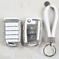 luxury diamond car key case cover for volkswagen vw golf 7 mk7 seat ibiza leon fr 2 altea aztec for skoda octavia accessories