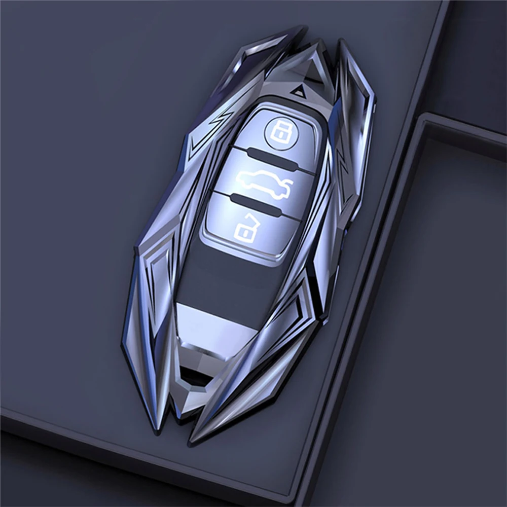 

Metal Zinc Alloy Car Smart Key Case Cover Fob Shell Keychain For Audi A4L A6L Q5 A5 A7 A8 S5 S7 Keyless Entry Key Car Styling