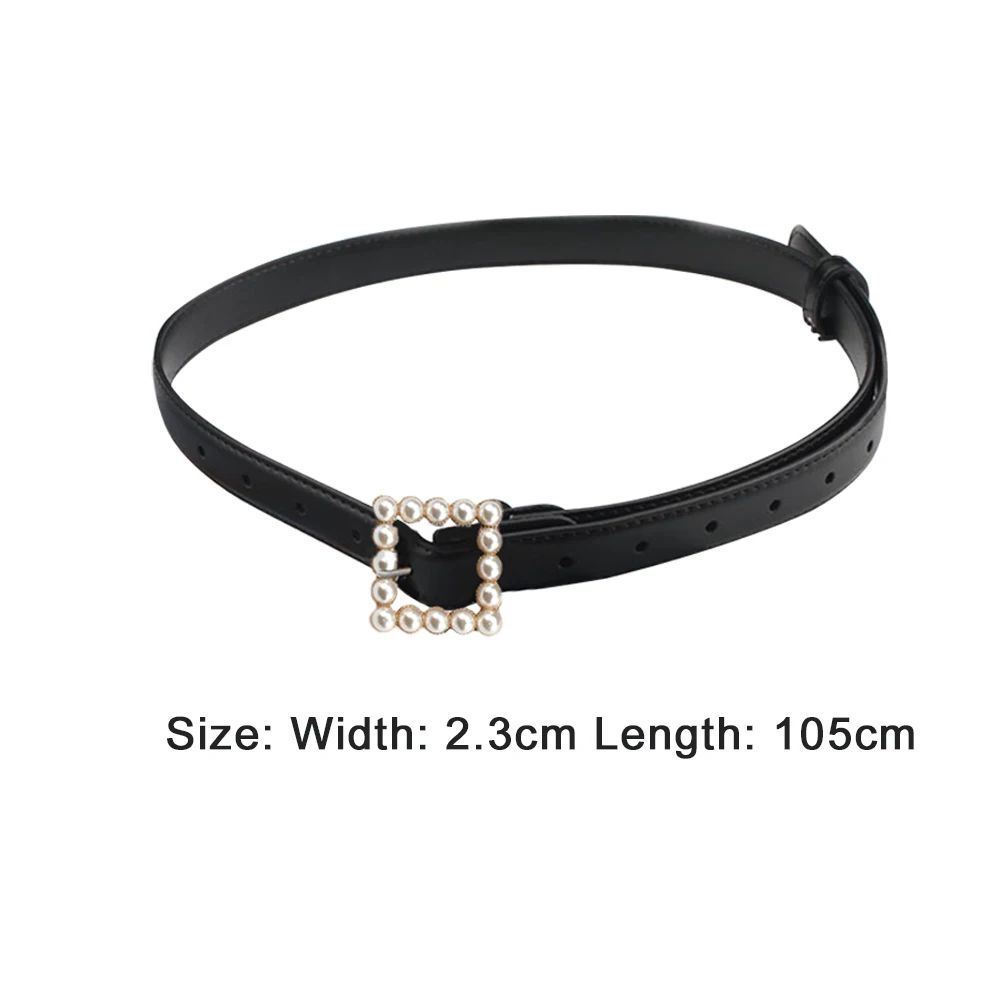 

Elegant Pearl Belt Women Retro PU Leather Waistband Pin BuckleDress Decorative Girdle Ladies Coat Sweater Clothes Accessories