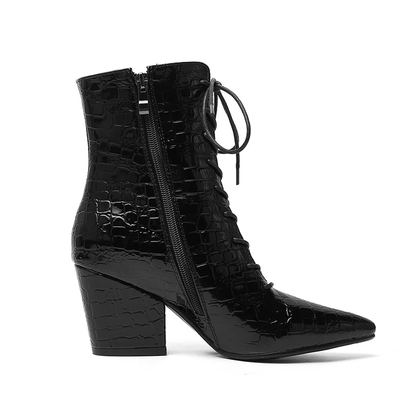 Женские ботильоны из искусственной кожи на молнии Phoentin Черные с острым носком и