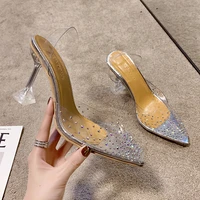 plus size sexy transparent heels ladies sandals womens crystal shoes 2022 spring summer female fashion clear high heel sandals