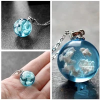 2020 new rein ball pendant necklaces for women blue sky white cloudy necklace collares mujer neck chain retro jewelry accesories
