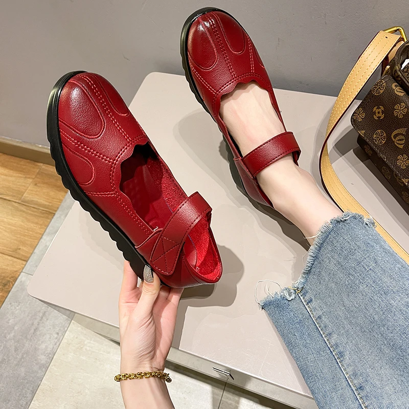 

ELLALEE Shoes Woman Pumps Low Heels Designer Shoe Mary Janes Hook Look Soft Lady Pump Classics Wedges Breathable Shoe