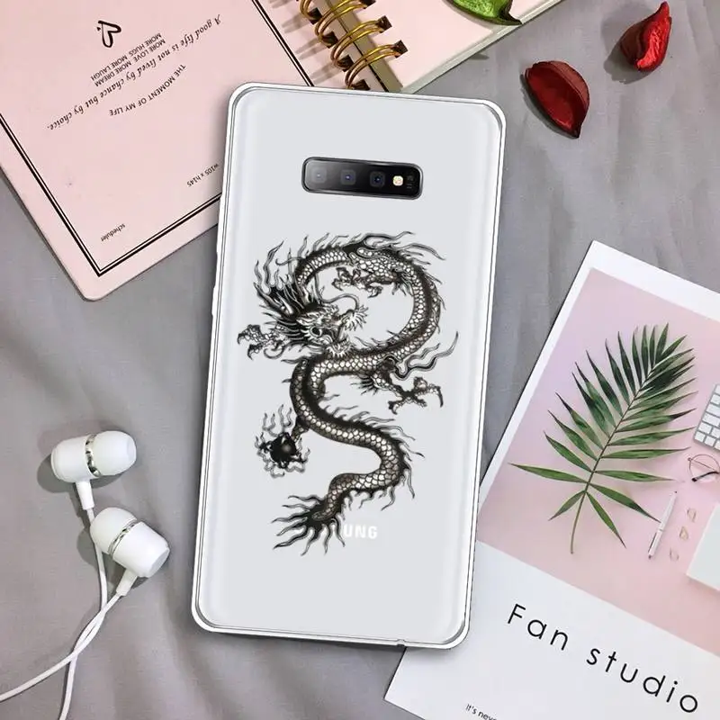 

Dragon Tattoo Hand Drawing Phone Case Transparent For Samsung Galaxy S A 5 7 8 9 2015 20 edge plus 10 e lite 2019