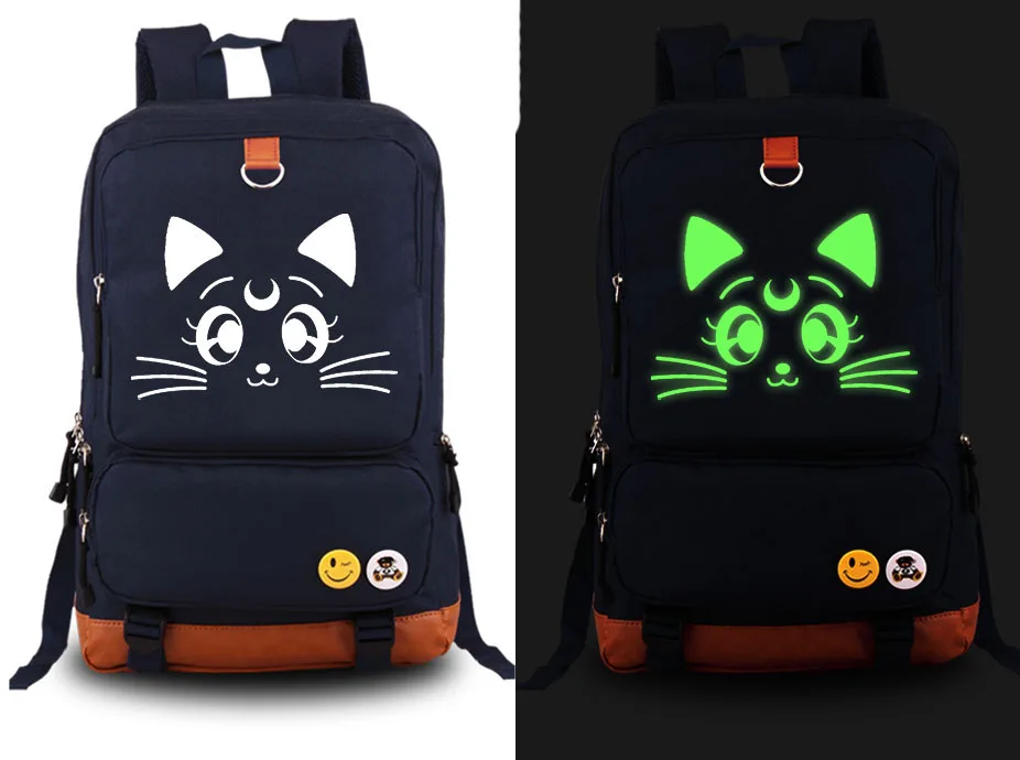 Светящийся школьный ранец унисекс рюкзак из ткани Оксфорд с аниме Сейлор Мун