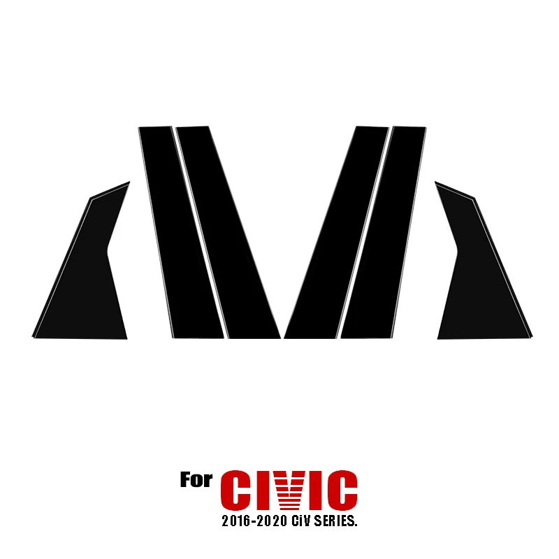 

Applicable to 10-Generation Civic Window Trim Black Mirror Column SMD Car Body Stickers Bright Strip Civic 10-Generation Modific