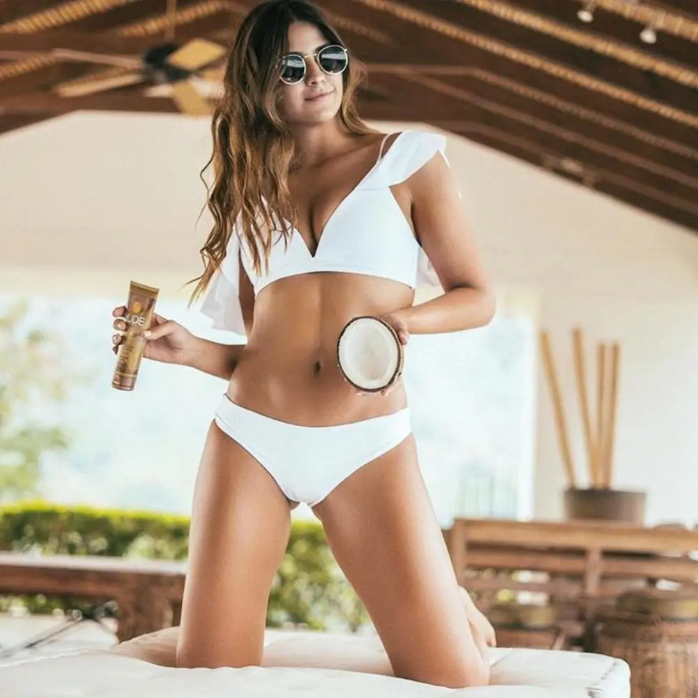 

2020 новый европейский и американский чистый белый бикини с оборками взрывы сексуальный купальник на бретельках бикини SP021 1