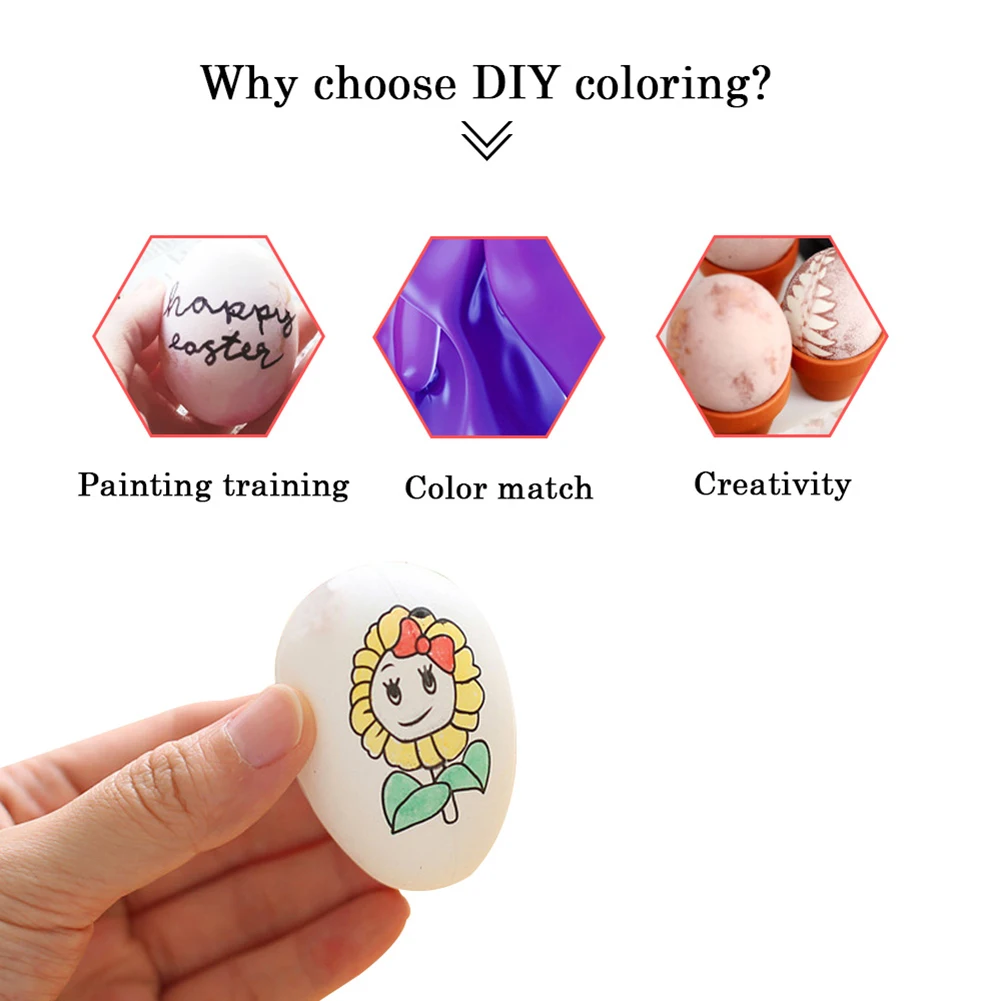

50pcs Easter Eggs + 8pcs DIY Painting Colorful Eggs Color Pens Hanging Ornaments Educational Learning Study Toy Gifts