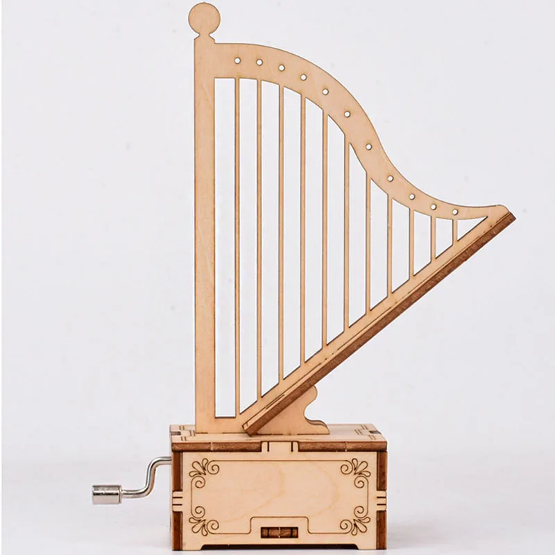 Ручной работы Арфы Форма музыкальная шкатулка деревянная для детей в собранном