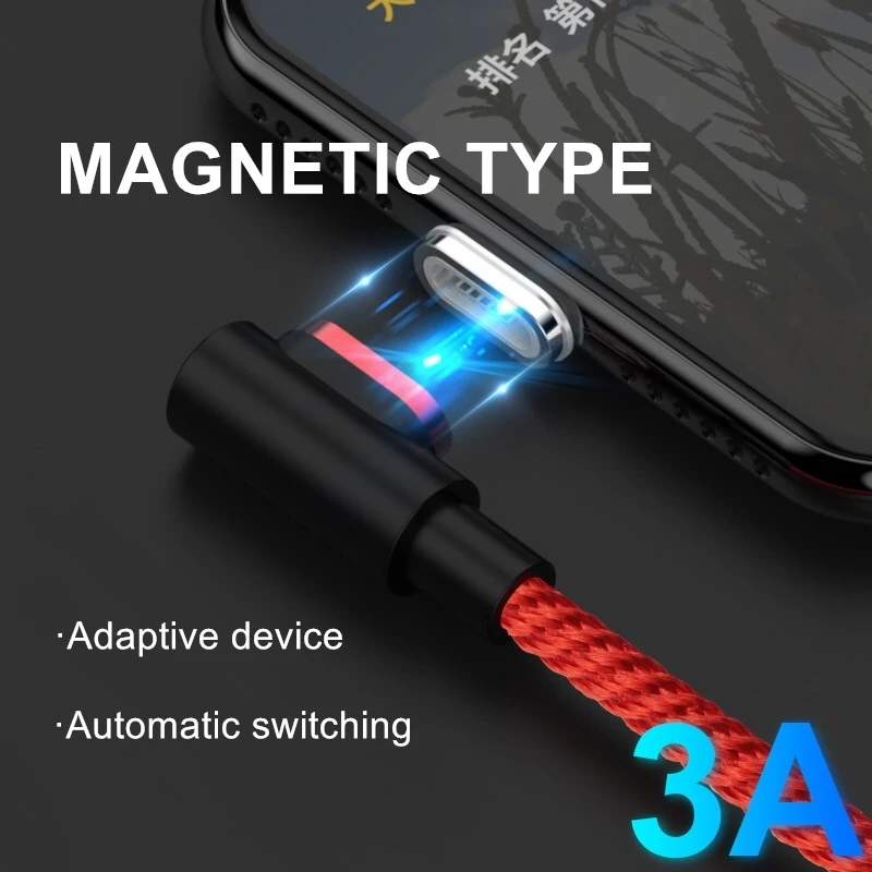 Магнитный кабель USB C Micro usb type для быстрой зарядки 90 градусов l линия зарядное
