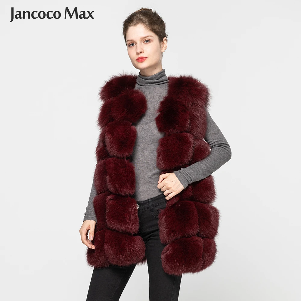 Jancoco Max Новое поступление настоящие жилеты из лисьего меха женский зимний теплый меховой жилет Модный стильный жилет высокого качества S1431