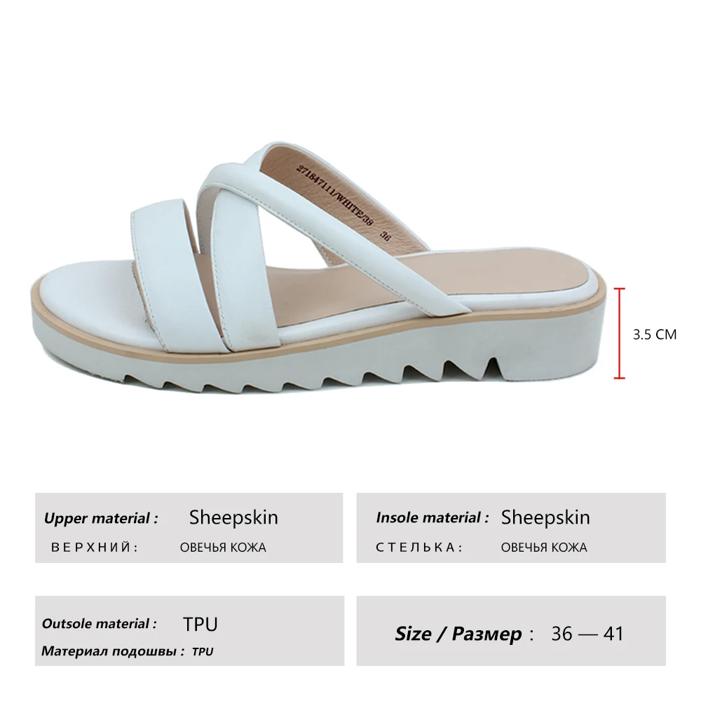 FOKOLO Модные женские тапочки простые и мягкие из натуральной кожи летние пляжные