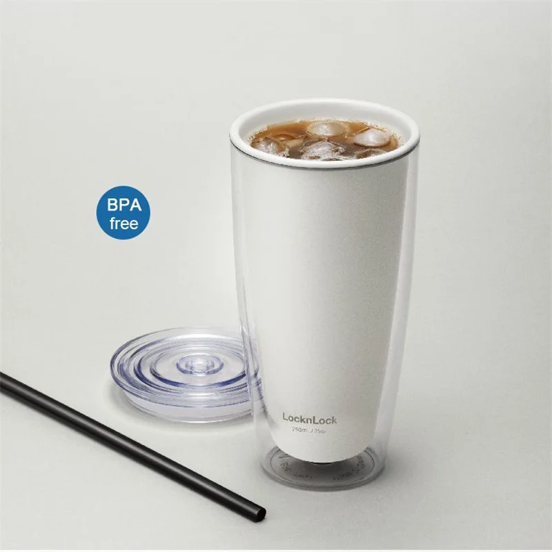 Стакан для воды в форме трубочки двухслойный с защитой от ожогов 750 мл - купить по