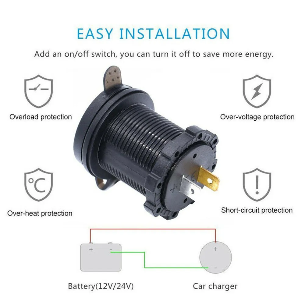 

New Motorcycle RV Super 4x Faster Fast Charge QC 3.0 Dual USB Auto ATV Phone Charger Waterproof Boat Yacht Tablet Quick Charg