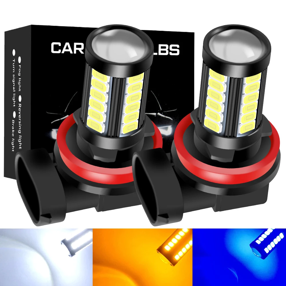 

2x Led Fog Lights H11 H8 H16 JP/EU HB4 HB3 9006 9005 P13W 5730 33SMD 1500LM 6000K 12V White Auto LED Fog Lamps 12v Ice Blue Red