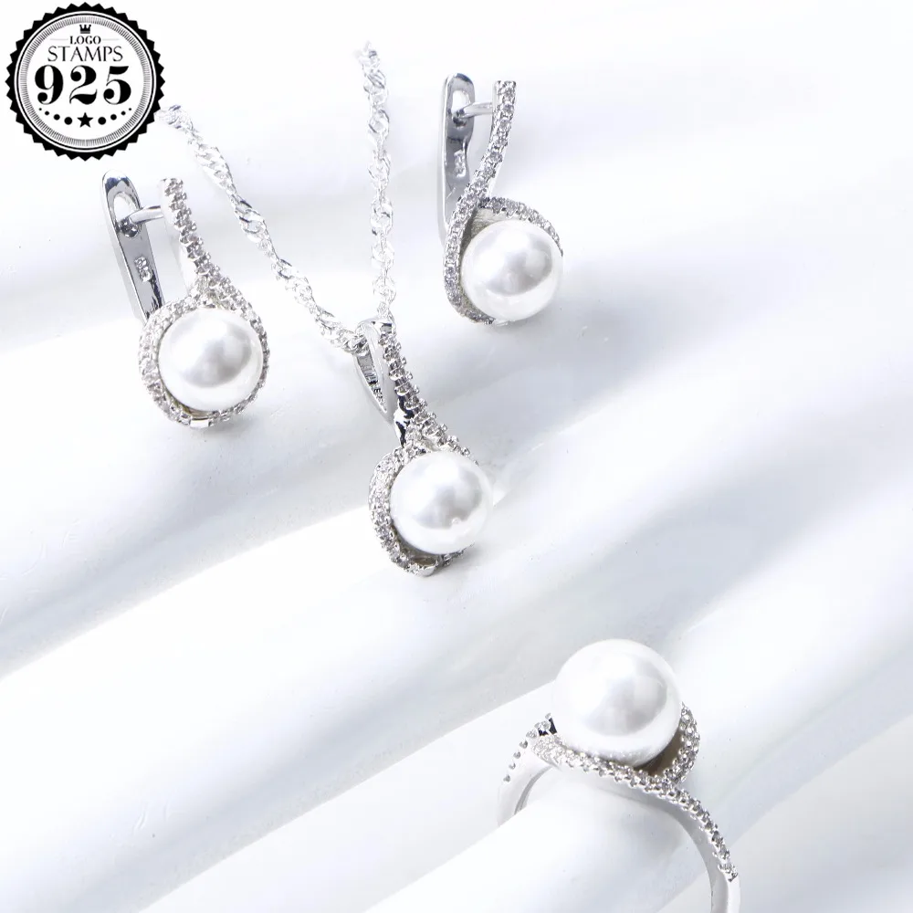 Женские Свадебные Ювелирные наборы с жемчугом из стерлингового серебра 925 пробы