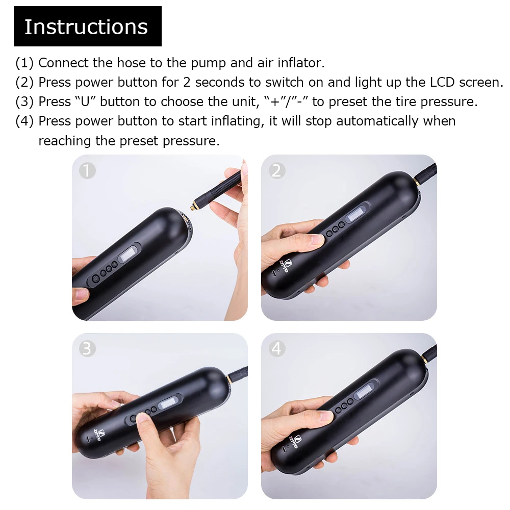 Barato ZTTO-Mini Compresor De Aire Portátil De 120PSI, Bomba De Inflado De Neumáticos De Bicicleta De Mano Para Coche, Neumáticos De Bicicleta, Pelotas, Juguetes