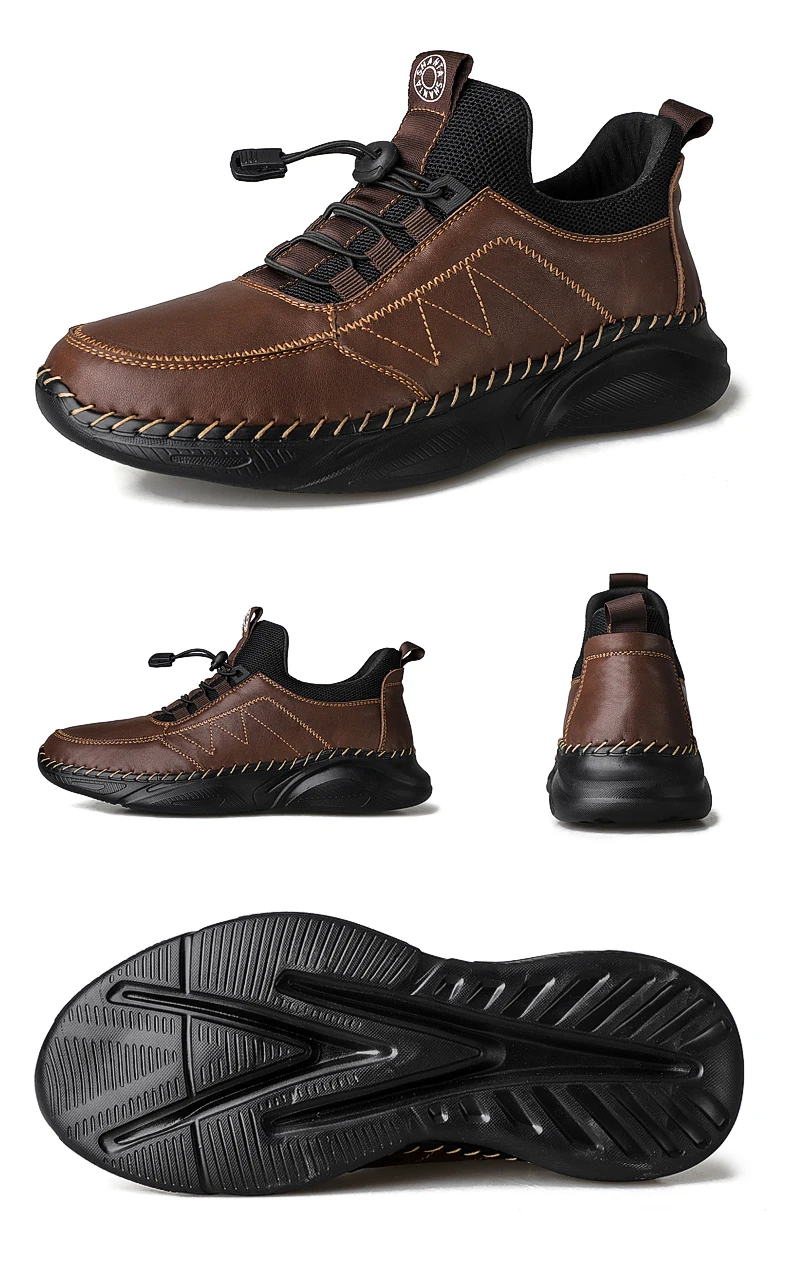 

Men's 2020 Winter Spring Autumn Genuine Leather Boots Soft Comfortable Warm Sneakers Slip on Sports Outdoor Shoes Fur Plus Size