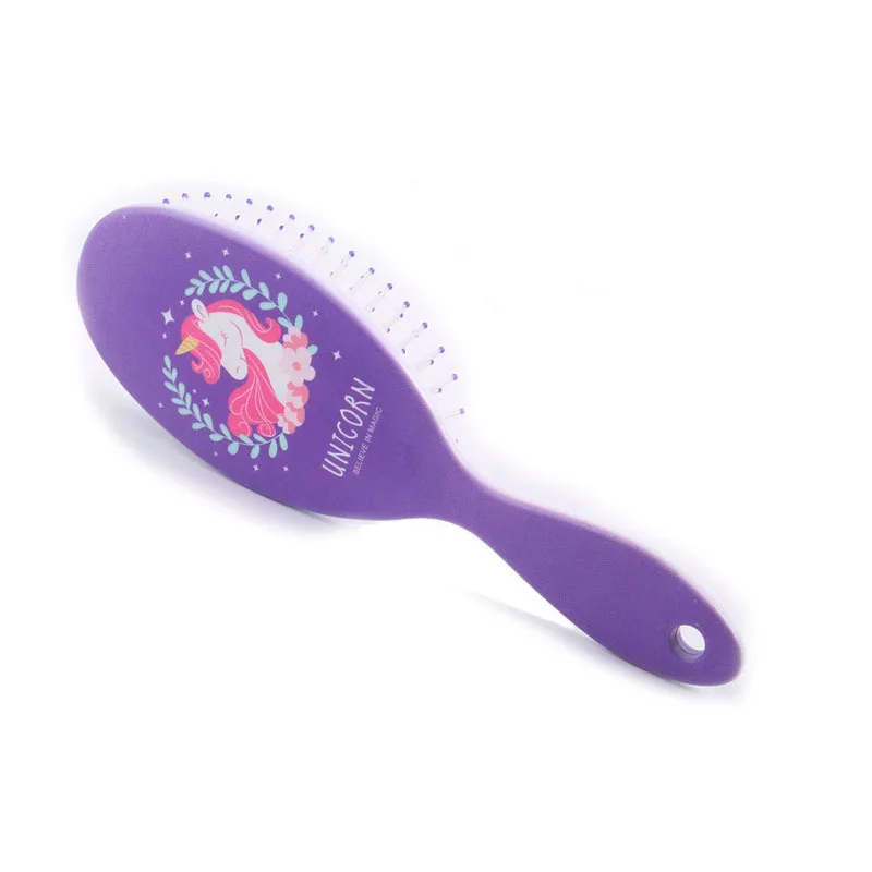 purple 4 цвета милый Единорог животное Антистатическая щетка для волос Массажная расческа душ влажная Расчёска, облегчающая Расчесывание Волос Салон Инструменты для укладки волос - Цвет: purple