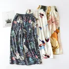 Женская летняя Пижама для сна Одежда с принтом ночные брюки одежда для сна для женщин укороченные брюки хлопковые брюки для сна