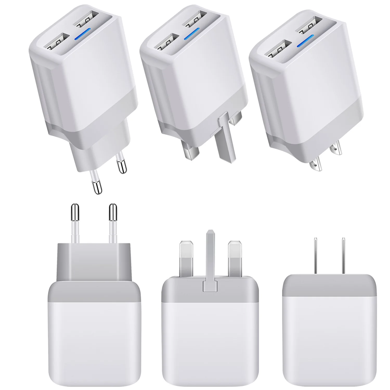 Bakeey 2.1A Dual Port USB Charger Adapter LED Blue Light Fast Charging For Phone 5G | Мобильные телефоны и аксессуары