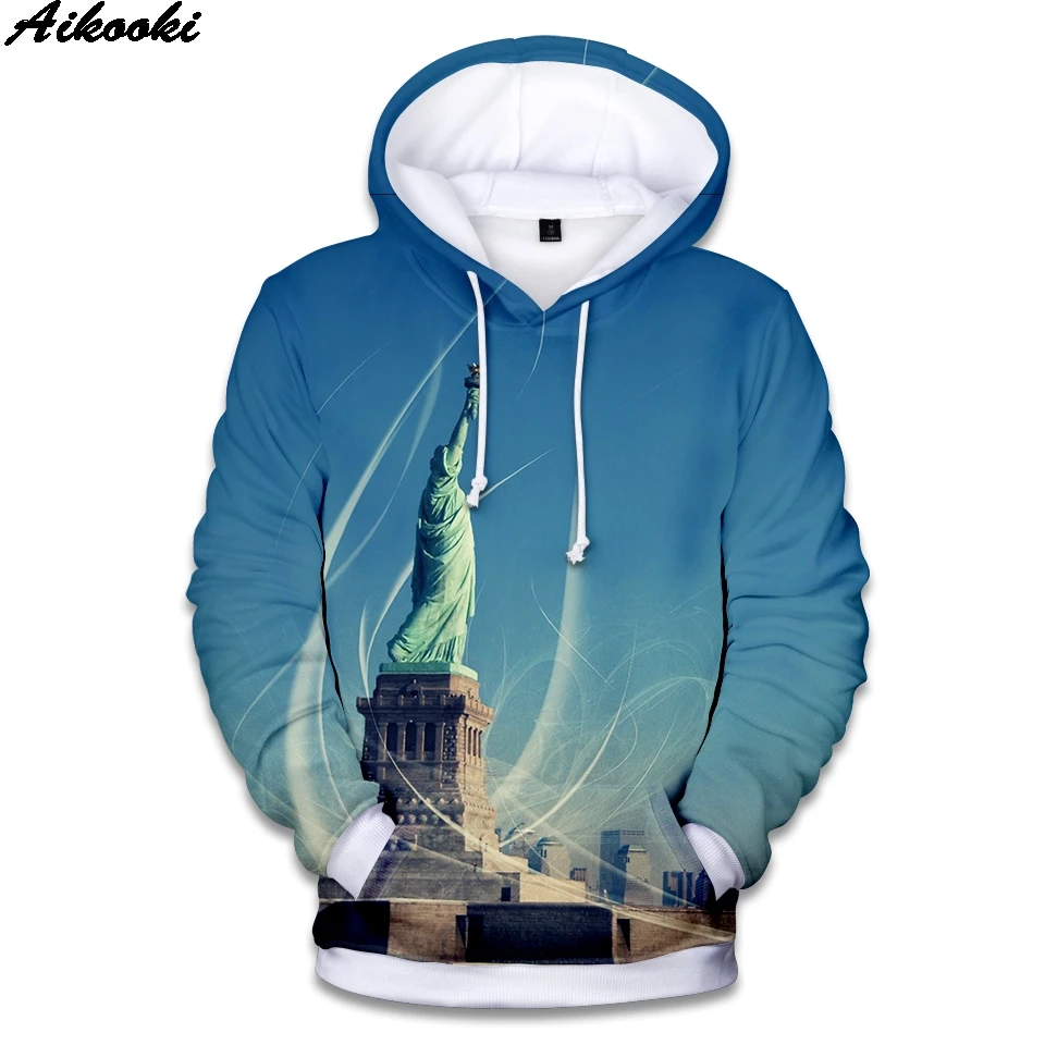 

2021 Hot Sale Statue of Liberty 3D Hoodies Men/women fashion Classic Print Eiffel tower Autumn/Spring Fashion hooded Tops