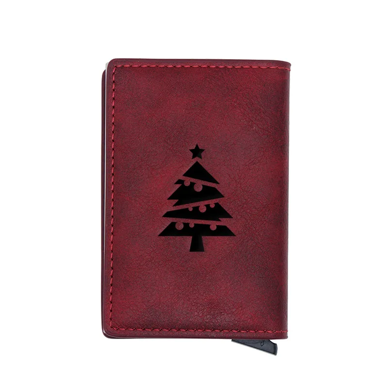 

Fashion Christmas Tree Design Card Holder Wallets Men Women Rfid Leather Short Purse Slim Mini Wallet Money Bag Gifts