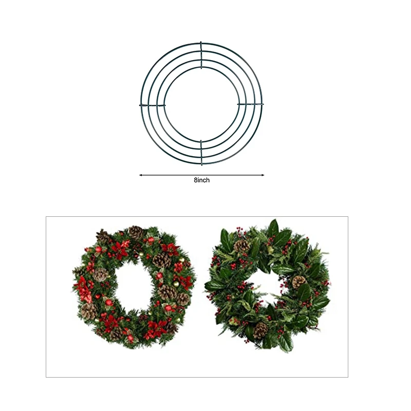 

2 Pack Wire Wreath Frame Wire Wreath Making Rings Green for New Year Valentines Decoration (8 Inch)